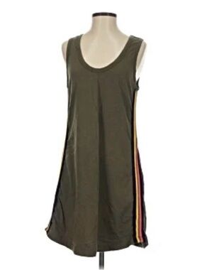 Evereve Olive Green Tank Dress with Side Stripe Detail